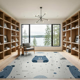 Cute Blue Bear Cloud Nursery Rug
