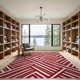 Bold Red Geometric Lattice Area Rug