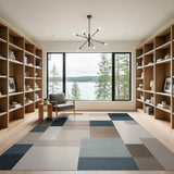 Geometric Patchwork Area Rug in Beige Blue Teal