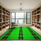 Geometric Modern Green Vibrant Green Black Plaid Area Rug