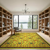 Multi-color and Patterns Vibrant Yellow Floral Pattern Area Rug