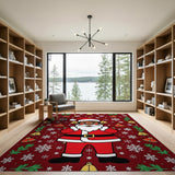 Jolly Black Santa Christmas Cartoon Area Rug
