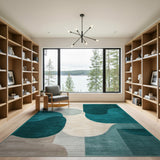 Teal Abstract Organic Shapes Area Rug