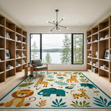 Whimsical Jungle Safari Kids Area Rug
