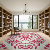 Red Persian Floral Mandala Area Rug