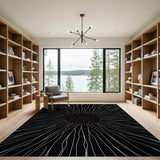 Radiant Pink Burst Black Abstract Area Rug