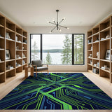 Futuristic Neon Circuit Area Rug