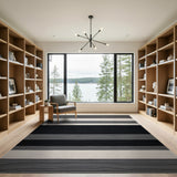 Geometric Modern Striped Black White Striped Woven Area Rug