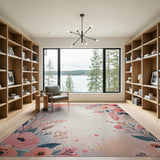 Pink Blush Pink Peony Floral Area Rug