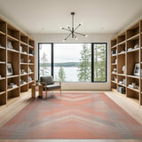 Orange Gray Chevron Geometric Area Rug