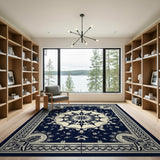 Blue and Teal Navy Persian Mandala Area Rug