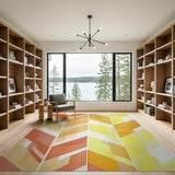 Geometric Modern Vibrant Orange Chevron Geometric Area Rug