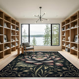 Ornate Pink Lotus Floral Area Rug