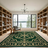 Emerald Green Ornate Medallion Area Rug