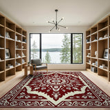 Red Persian Floral Medallion Traditional Persian Area Rug