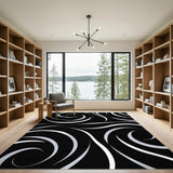 Abstract Area Black White Swirl Abstract Area Rug