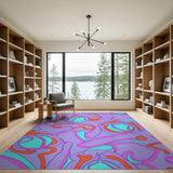 Vibrant Purple Abstract Swirl Area Rug