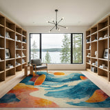 Coastal Surfboards Sunset Waves Area Rug