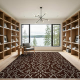 Elegant Brown Cream Floral Vintage Area Rug