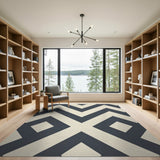 Grey Modern Grey Zigzag Geometric Area Rug