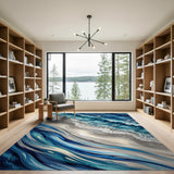 Ocean Waves Crashing Beach Area Rug