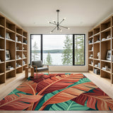 Vibrant Multi-Color Palm Leaf Area Rug