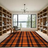 Bold Orange Bold Orange Black Buffalo Plaid Area Rug
