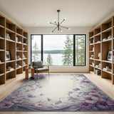 Purple Floral Vintage Washable Area Rug