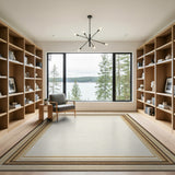 Brown Tan Multi-Layered Border Area Rug
