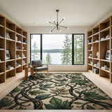 Green Vintage Green Vine Leaf Area Rug