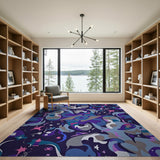 Cosmic Whales Abstract Area Rug