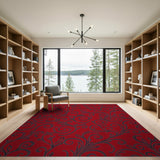 Red Swirling Vine Floral Area Rug