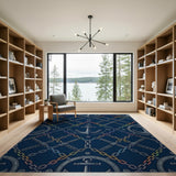 Navy Anchor Chain Lattice Area Rug