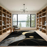 Black Marble Gold Abstract Area Rug