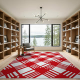 Bold Red White Diamond Check Area Rug