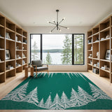 Snowy Pine Forest Icicle Area Rug