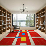 Bold Red Blue Yellow Geometric Area Rug