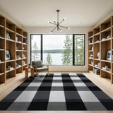 Bold Black White Checkered Farmhouse Rug