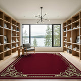 Red Ornate Burgundy Gold Border Area Rug