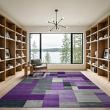 Purple Grey Geometric Modern Geometric Modern Area Rug