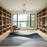 Abstract Grey Wave Layered Area Rug