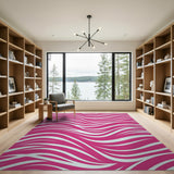 Geometric Modern Pink Wavy Abstract Area Rug