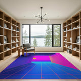 Neon Grid Tunnel Sunset Area Rug