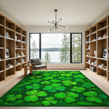 Green Lush Green Shamrock Clover Area Rug