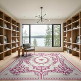 Pink Ornate Pink Floral Vintage Area Rug