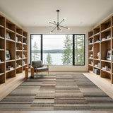 Striped Geometric Area Rug in Browns Tans