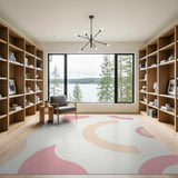 Pink Beige Abstract Circles Area Rug
