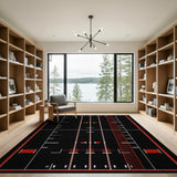Red Border Soccer Court Geometric Area Rug