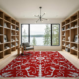 Crimson Floral Persian Medallion Rug