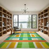 Multi-color and Patterns Geometric Modern Vibrant Multi-Color Geometric Grid Area Rug